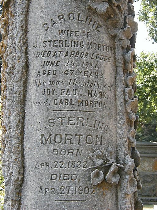 Tombstone of J. Sterling Morton and his wife, Caroline