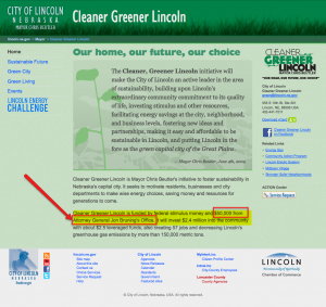 Snapshot image of Lincoln Mayor Chris Beutler's "Cleaner Greener Lincoln" Project