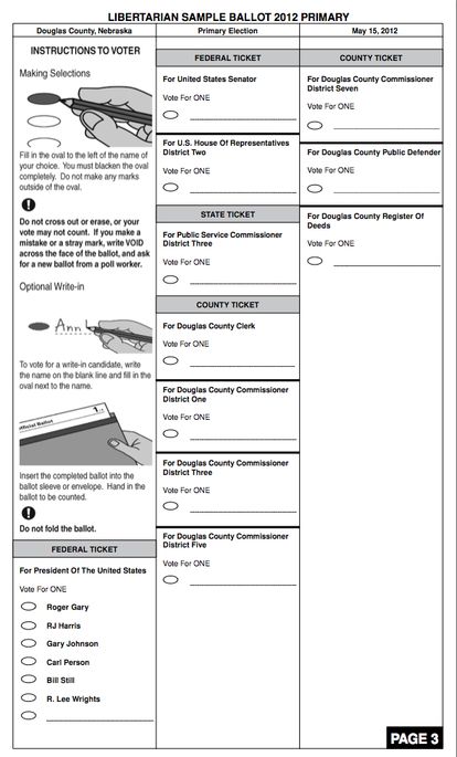 Douglas County Nebraska Primary Election Countywide Sample Ballot Page 3