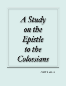 A Study on the Epistle to the Colossians JCJ cover only